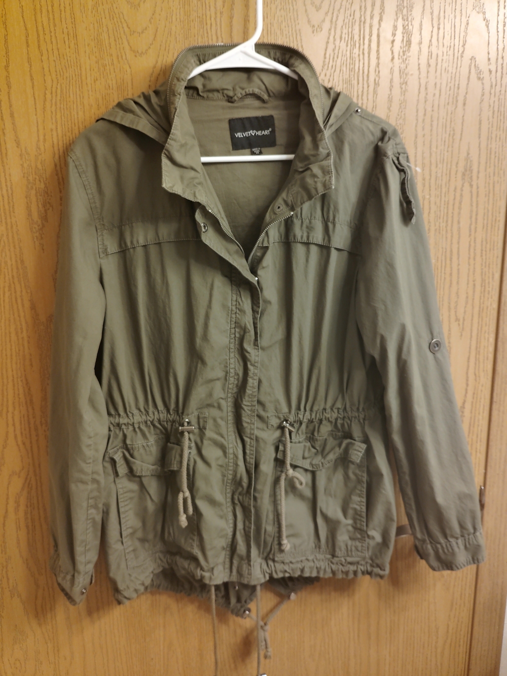 Velvet Heart Olive Utility Jacket with Drawstring Waist